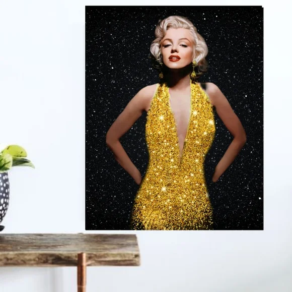 Marilyn Monroe | Art | Marilyn Monroe Glittering Poster Gold Dress Diamond  Prints 1x14 | Poshmark